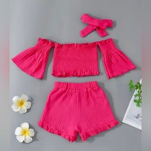 Boutique Off Shoulder Top with Matching Shorts